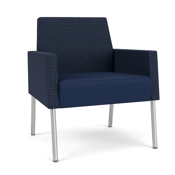 Lesro Mystic Lounge Reception Guest Chair, Silver, RF Blueberry Back, MD Ink Seat, RF Blueberry Arm Panels ML1101 - main